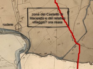 la zona del rudere e quella dove presumibilmente si trovavano borgo e castello